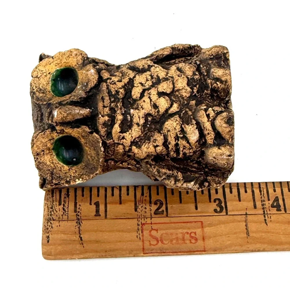 Brutalist Owl Figurine Small Brown 1970s